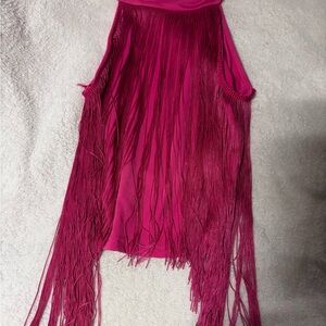 SHEIN Hot Pink Fringe Halter Top